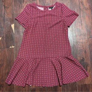 Banana Republic Drop Waist Dress Size 14 Red Pattern
